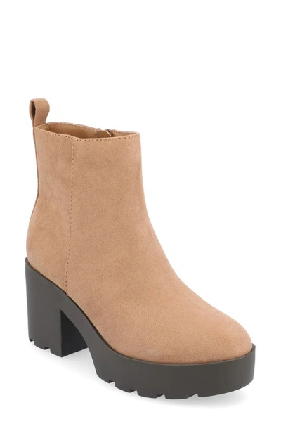 Journee Collection Women's Cassidy Platform Block Heel Lug Sole Booties In Beige