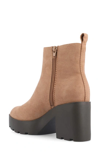 Journee Collection Women's Cassidy Platform Block Heel Lug Sole Booties In Beige