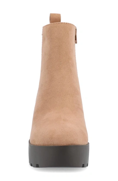 Journee Collection Women's Cassidy Platform Block Heel Lug Sole Booties In Beige