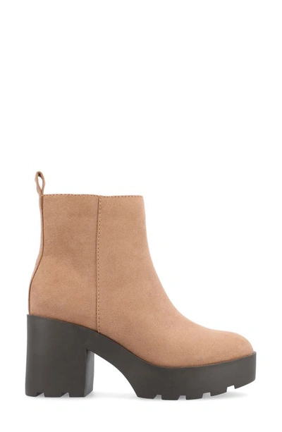 Journee Collection Women's Cassidy Platform Block Heel Lug Sole Booties In Beige