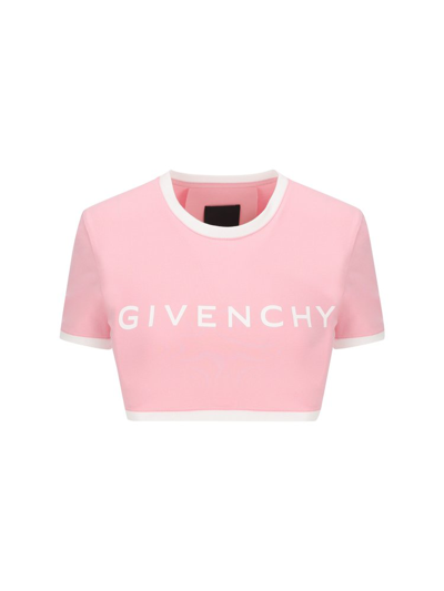 Shop Givenchy Logo Printed Cropped T In Pink