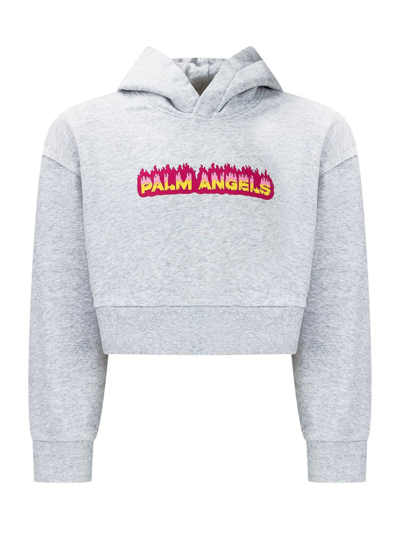 Shop Palm Angels Kids Flames Logo In Grey