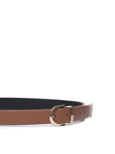Shop Emporio Armani Leather Belt In Beige