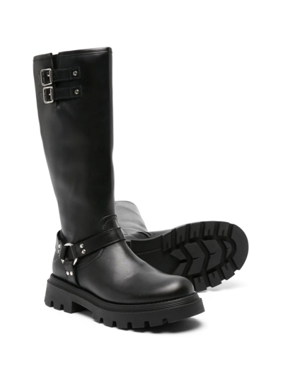Shop Gallucci Black Calf Leather Boots In Nero