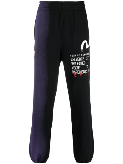 Shop Evisu Purple And Black Cotton Track Pants In Nero