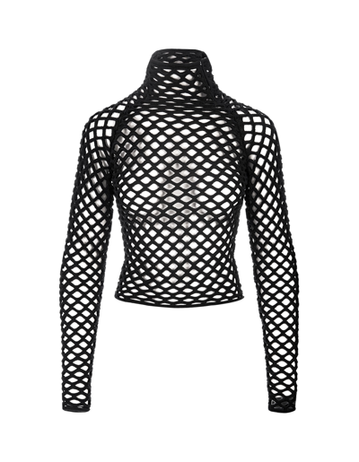 Shop Alaïa Black Knitted Turtleneck Cage Pullover