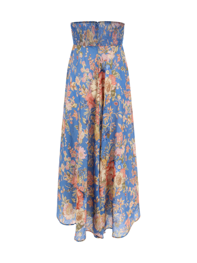 Shop Zimmermann August Dress In Dusty Blue Floral