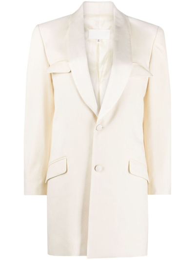 Shop Maison Margiela Single-breasted Wool-silk Blazer In White