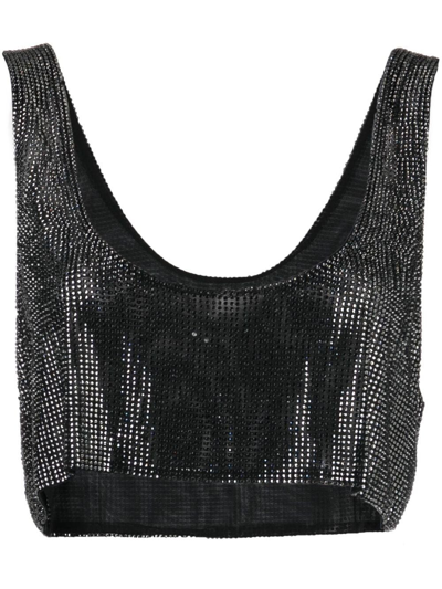 Shop Giuseppe Di Morabito Crystal-embellished Cropped Top In Nero