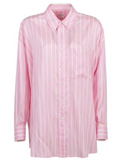Shop Bottega Veneta Striped Silk Shirt In Pink