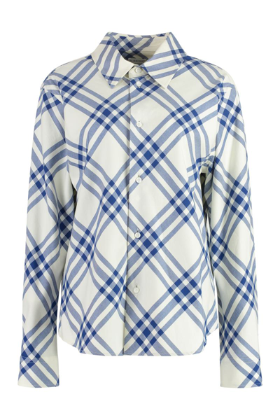 Shop Burberry Checked Flannel Shirt In White