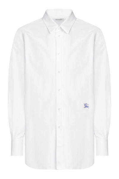 Shop Burberry Cotton Poplin Shirt In White