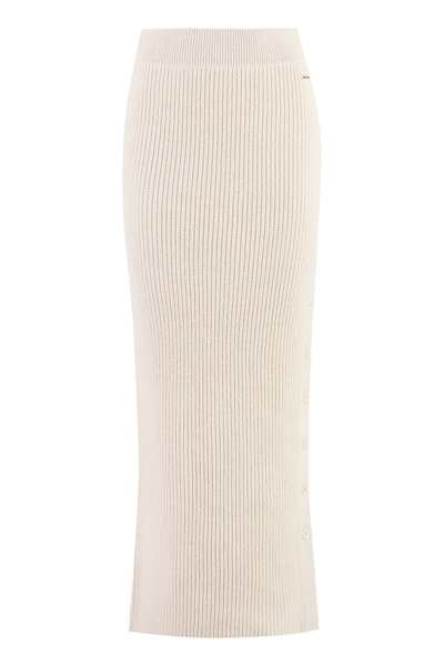 Shop Calvin Klein Ribbed Knit Skirt In Sand