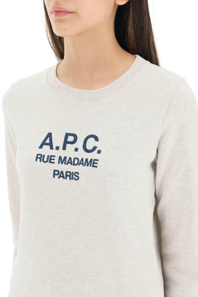 Shop Apc A.p.c. Women Tina Sweatshirt With Embroidered Logo In Cream