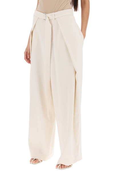 Shop Ami Alexandre Mattiussi Ami Paris Wide Fit Pants With Floating Panels Women In White