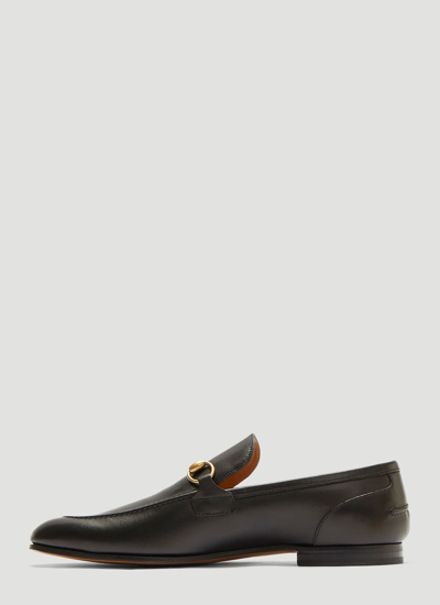 Shop Gucci Men Jordaan Leather Loafers In Black