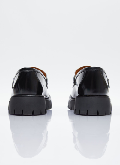 Shop Gucci Men Interlocking G Chain Leather Loafers In Black