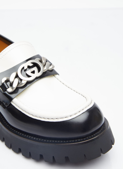 Shop Gucci Men Interlocking G Chain Leather Loafers In Black