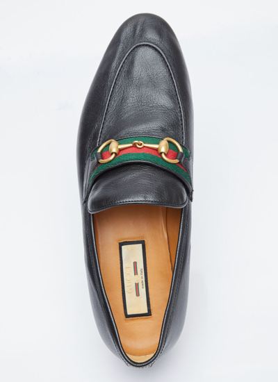Shop Gucci Men Horsebit Web Loafers In Black
