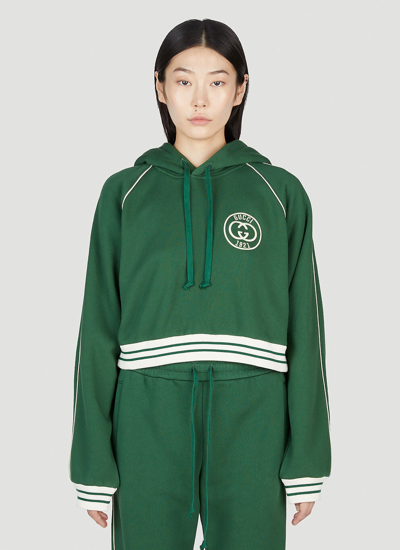 Shop Gucci Women Interlocking G Tracksuit Hooded Sweatshirt In Green