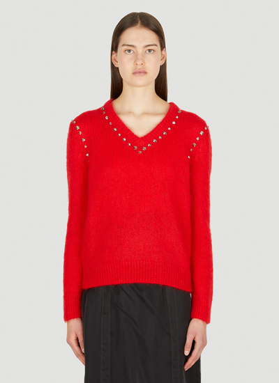 Shop Gucci Women Stud Trim Sweater In Red