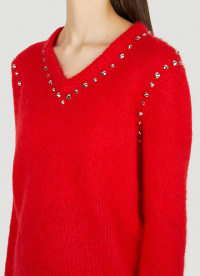 Shop Gucci Women Stud Trim Sweater In Red