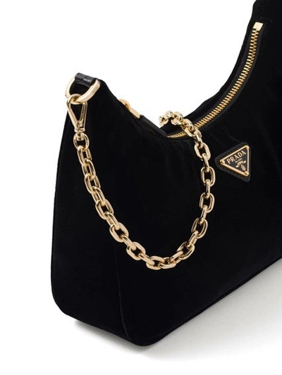 Shop Prada Women Re-edition Velvet Mini-bag In Black