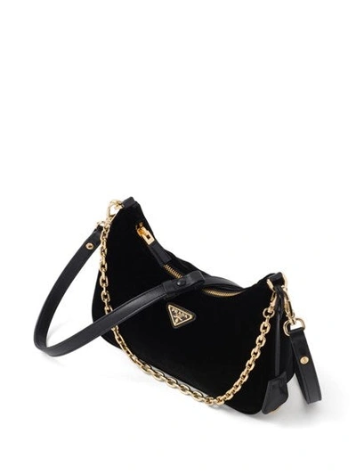 Shop Prada Women Re-edition Velvet Mini-bag In Black
