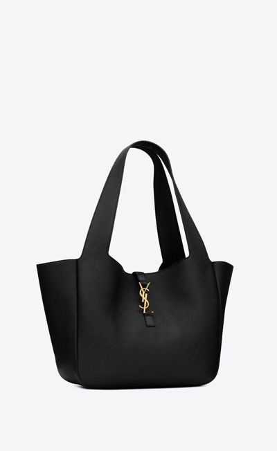 Shop Saint Laurent Women Bea Leather Shoulder Bag In Black