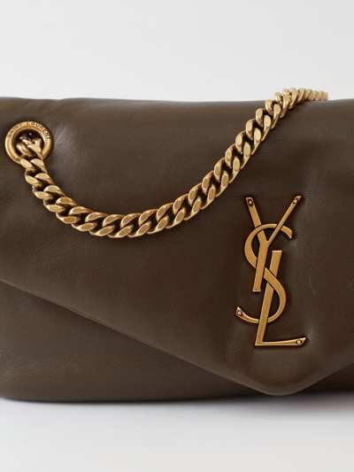 Shop Saint Laurent Women Calypso Leather Shoulder Bag In Brown