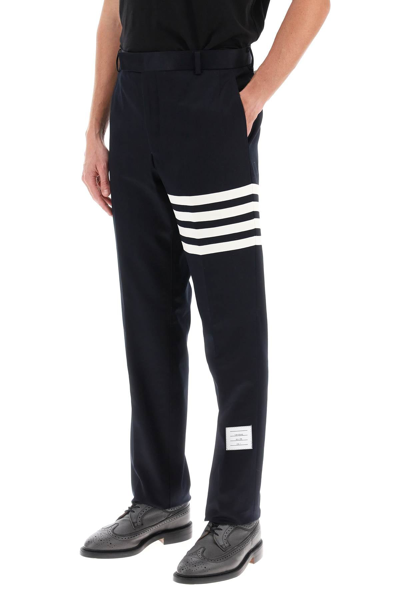 Shop Thom Browne 4-bar Pants In Cotton Twill Men In Blue