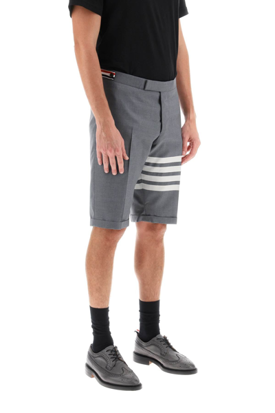 Shop Thom Browne 4-bar Shorts In Light Wool Men In Gray