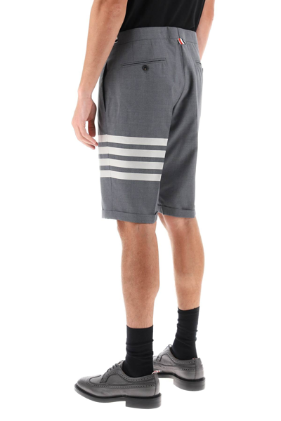Shop Thom Browne 4-bar Shorts In Light Wool Men In Gray