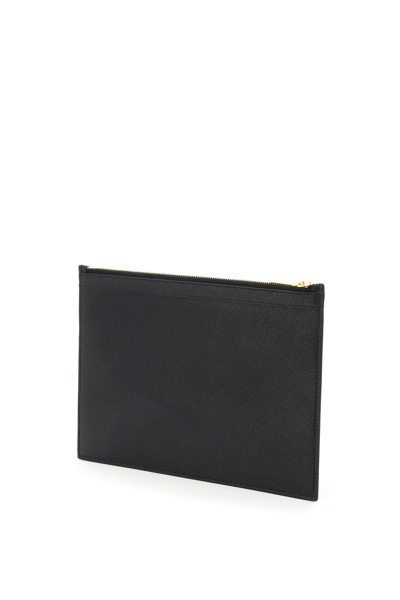 Shop Thom Browne Leather Medium Document Holder Pouch Men In Black