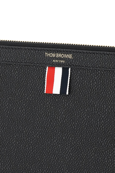 Shop Thom Browne Leather Medium Document Holder Pouch Men In Black