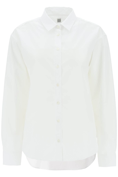 Shop Totême Toteme Oversized Organic Poplin Shirt Women In White