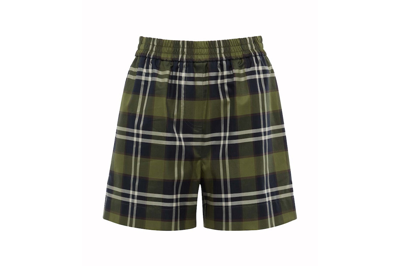Pre-owned Burberry Check Shorts Dark Olive Green