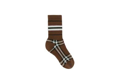 Pre-owned Burberry Check Socks Brown