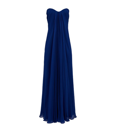 Shop Alexander Mcqueen Silk Bustier Dress In Blue