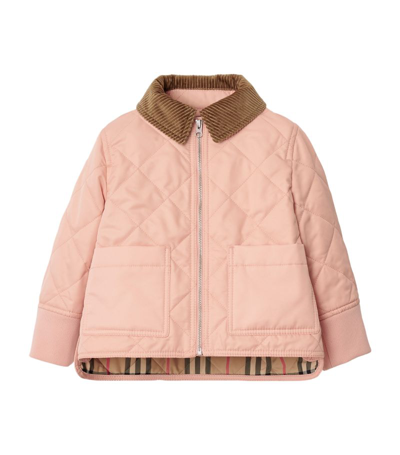 Shop Burberry Kids Quilted Jacket (6-24 Months) In Pink