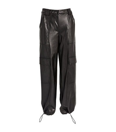 Shop Simkhai Faux Leather Sofia Cargo Trousers In Black