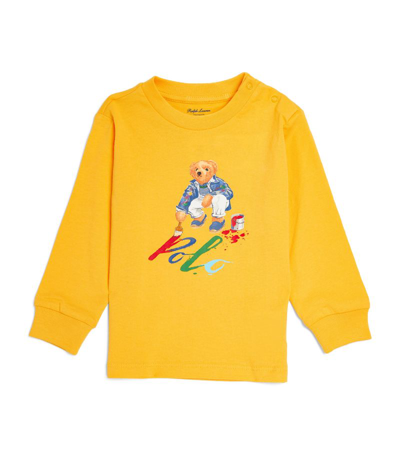 Shop Ralph Lauren Polo Bear Paint Sweatshirt (3-24 Months) In Yellow
