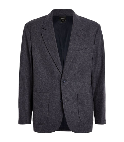 Shop Vince Wool-blend Herringbone Blazer In Grey