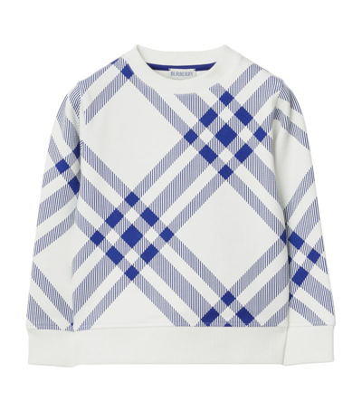 Shop Burberry Cotton-blend Check Sweatshirt (3-12 Years) In White