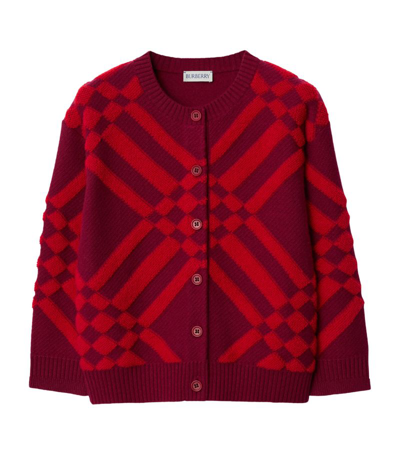 Shop Burberry Wool-cashmere Check Cardigan (3-14 Years) In Multi