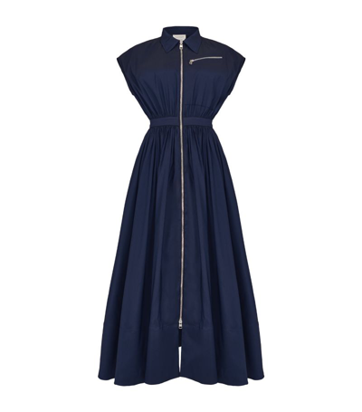 Shop Alexander Mcqueen Short-sleeve Midi Dress In Blue