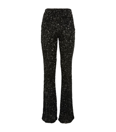 Shop Alice And Olivia Alice + Olivia Sequinned Teeny Bootcut Trousers In Black