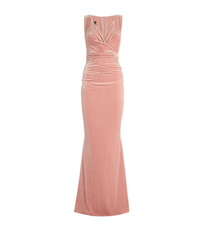 Shop Talbot Runhof Velvet Ruched Gown In Pink