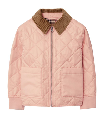 Shop Burberry Quilted Jacket (3-14 Years) In Pink