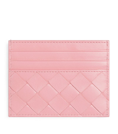Shop Bottega Veneta Leather Intrecciato Card Holder In Pink